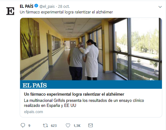 Post publicado por el periódico El País en Twitter 